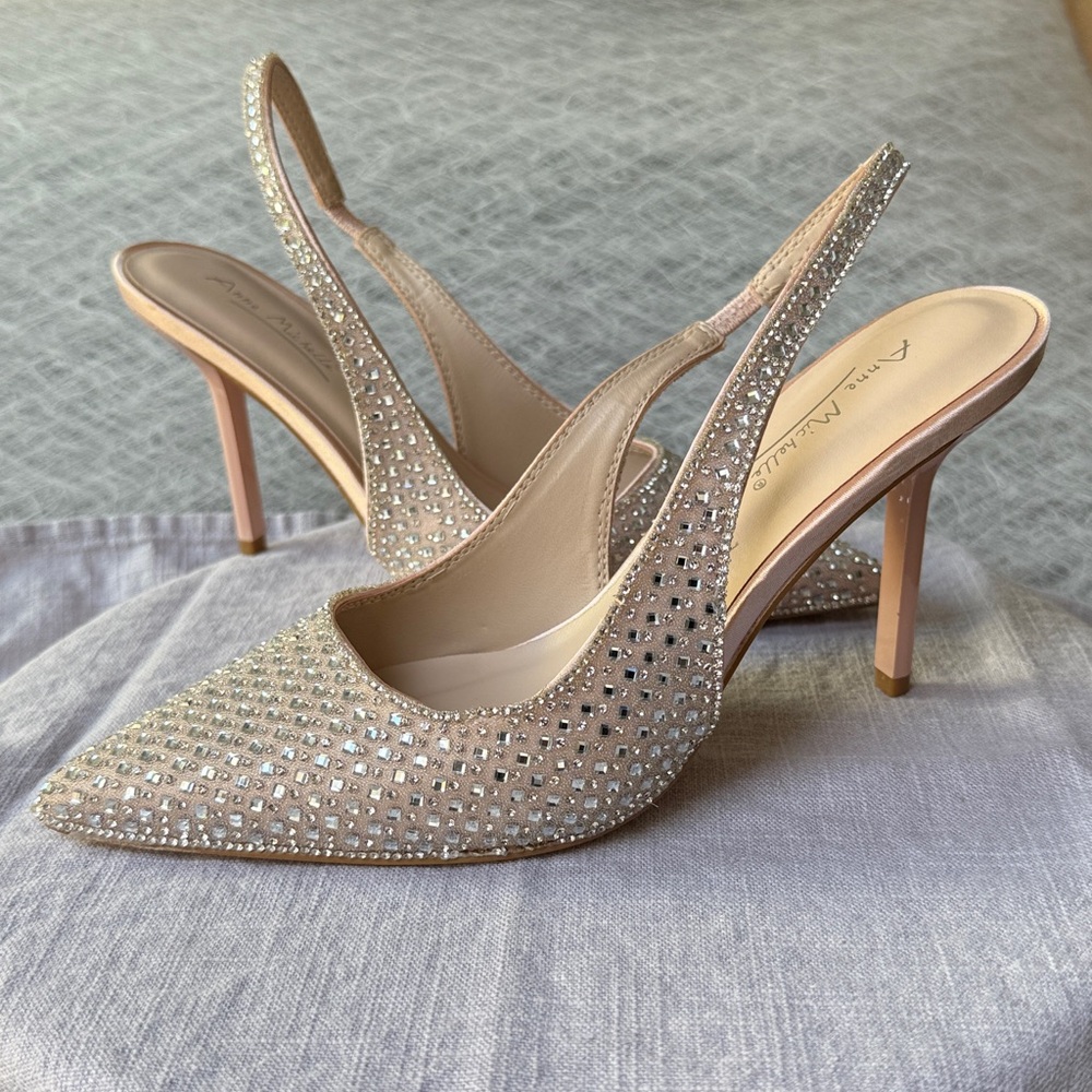 NEW, Rhinestone sling back heels by Anne Michelle